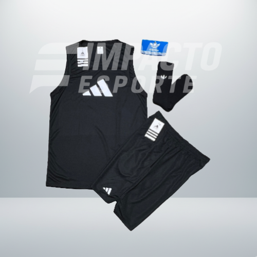 Kit Esportivo Masculino Adidas – Regata, Shorts e Meia Dry Fit Academia