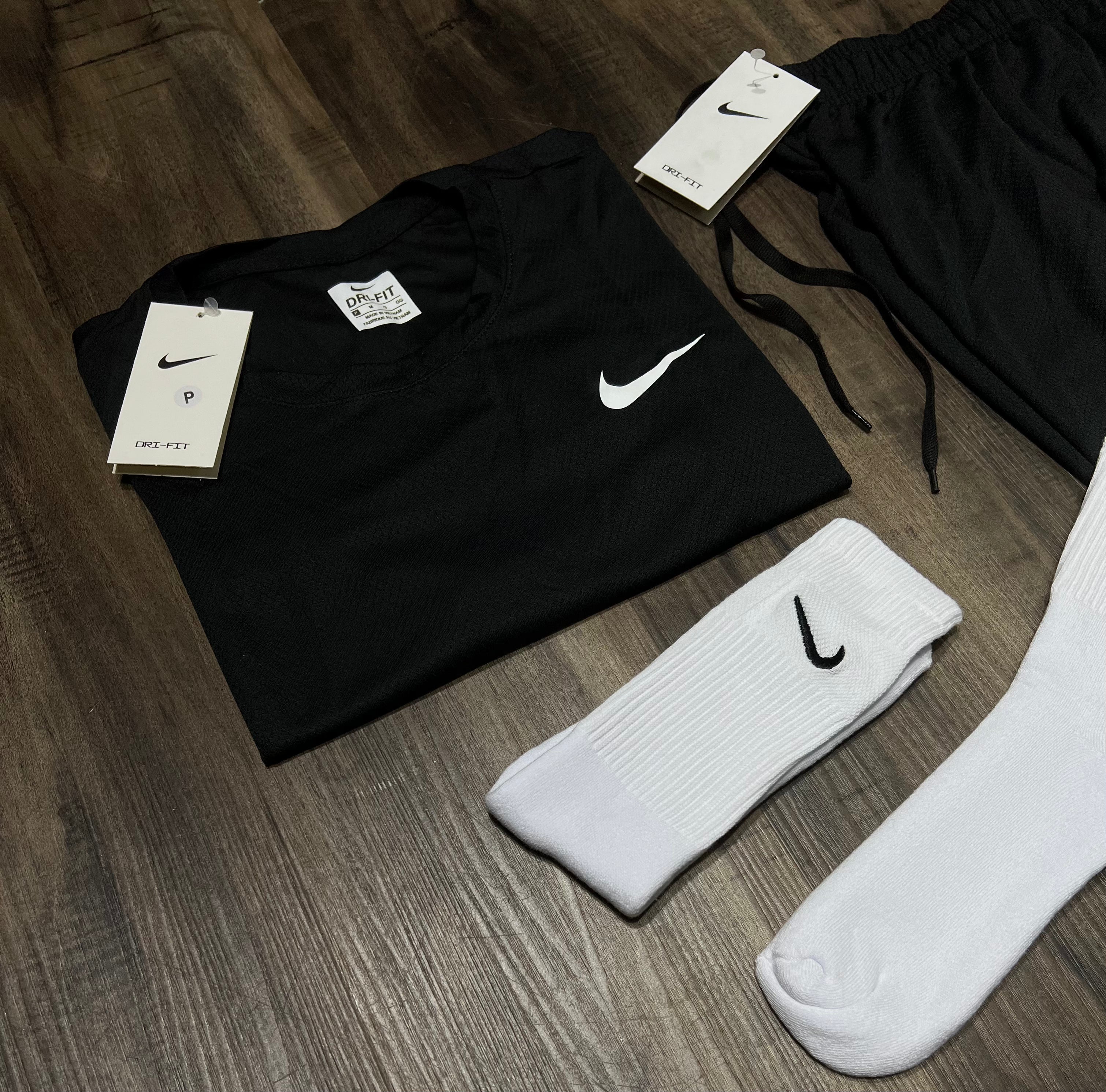 Kit Esportivo Masculino Nike – Camiseta, Shorts e Meia Dry Fit Treino Academia