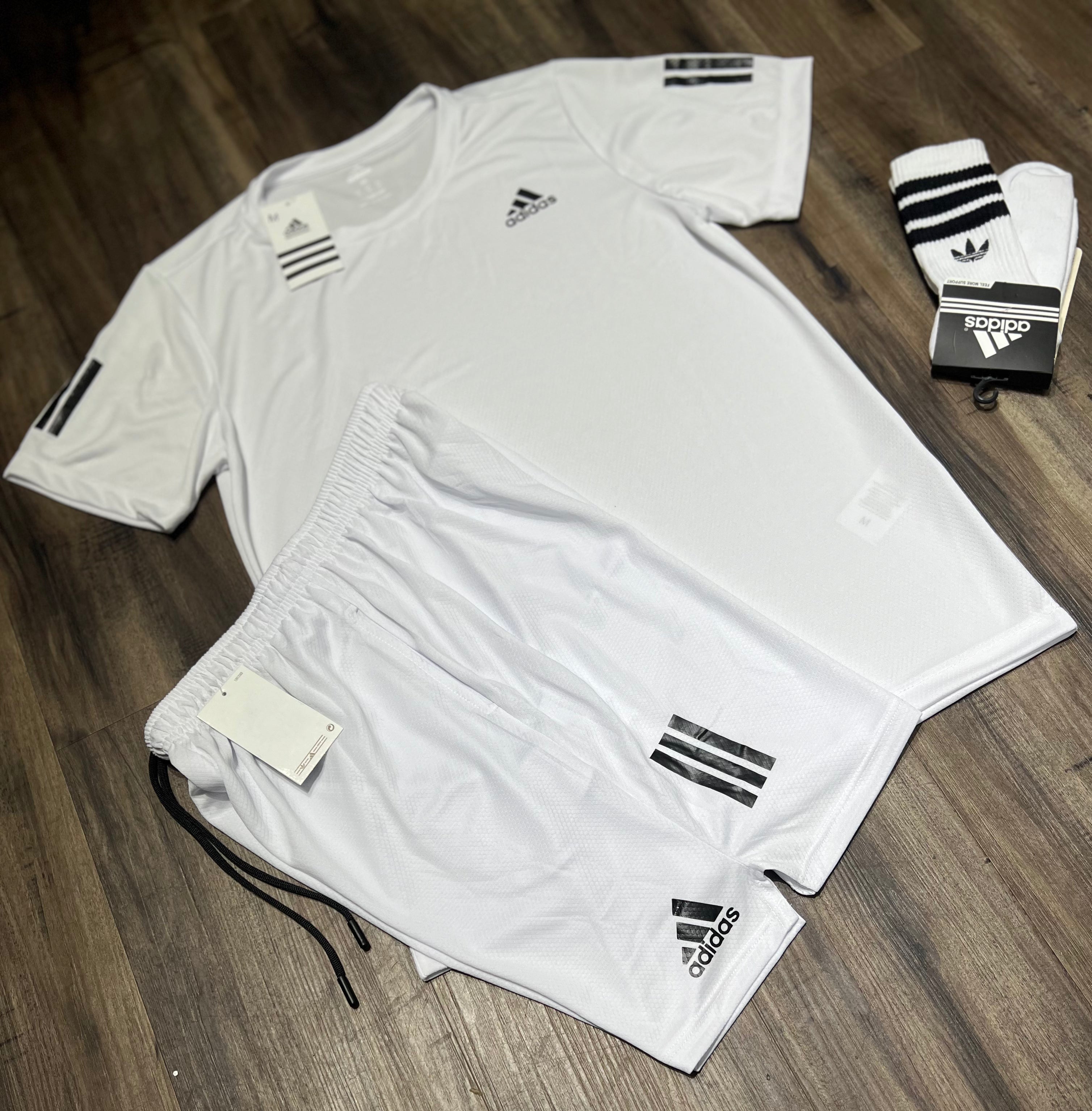 Kit Esportivo Masculino Adidas – Regata, Shorts e Meia Dry Fit Academia