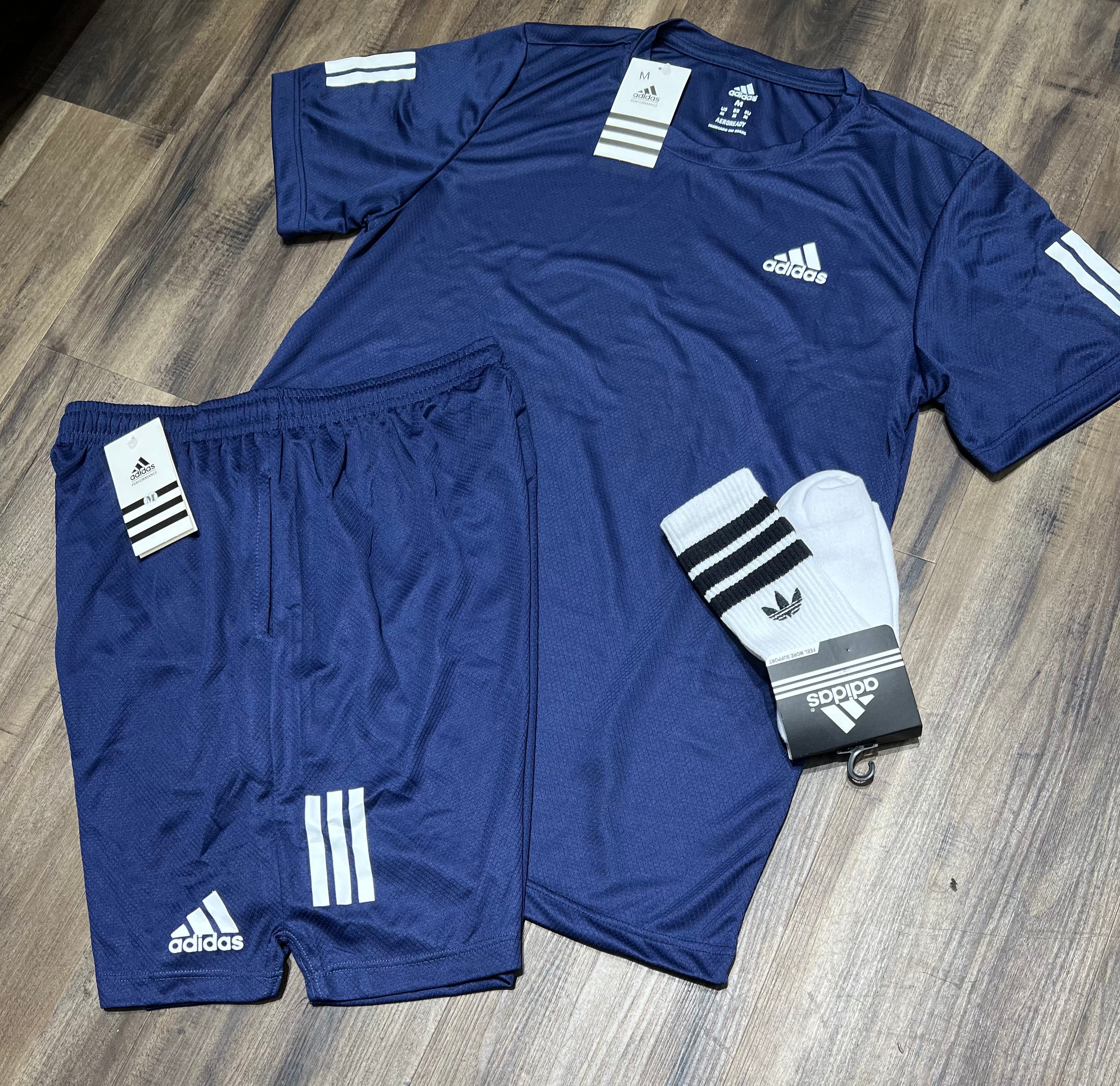 Kit Esportivo Masculino Adidas – Regata, Shorts e Meia Dry Fit Academia