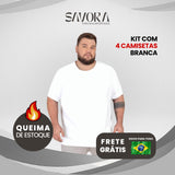 🤍 Promoção 4 Camisetas Brancas Plus Size Masculina (G1 ao G4)