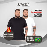 🖤🤍 Promoção 8 Camisetas 4Pretas + 4brancas Plus Size Masculina (G1 ao G4)