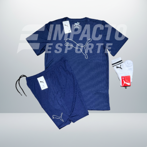 Kit Esportivo Masculino Puma – Camiseta, Shorts e Meia Performance Dry Fit