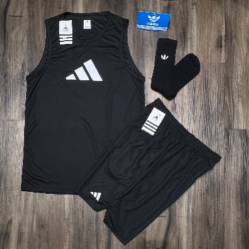 Kit Esportivo Masculino Adidas – Regata, Shorts e Meia Dry Fit Academia