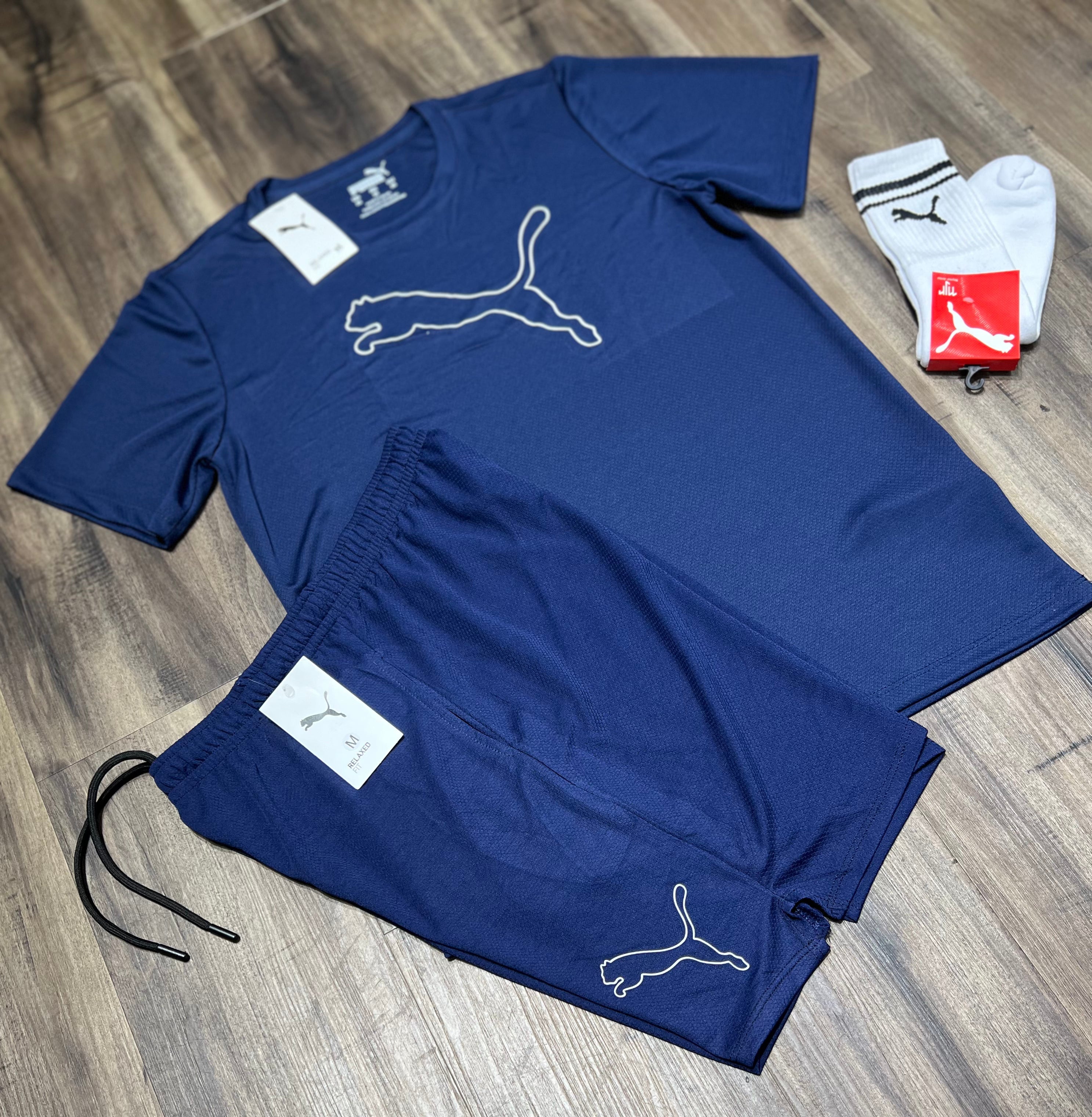 Kit Esportivo Masculino Puma – Camiseta, Shorts e Meia Performance Dry Fit