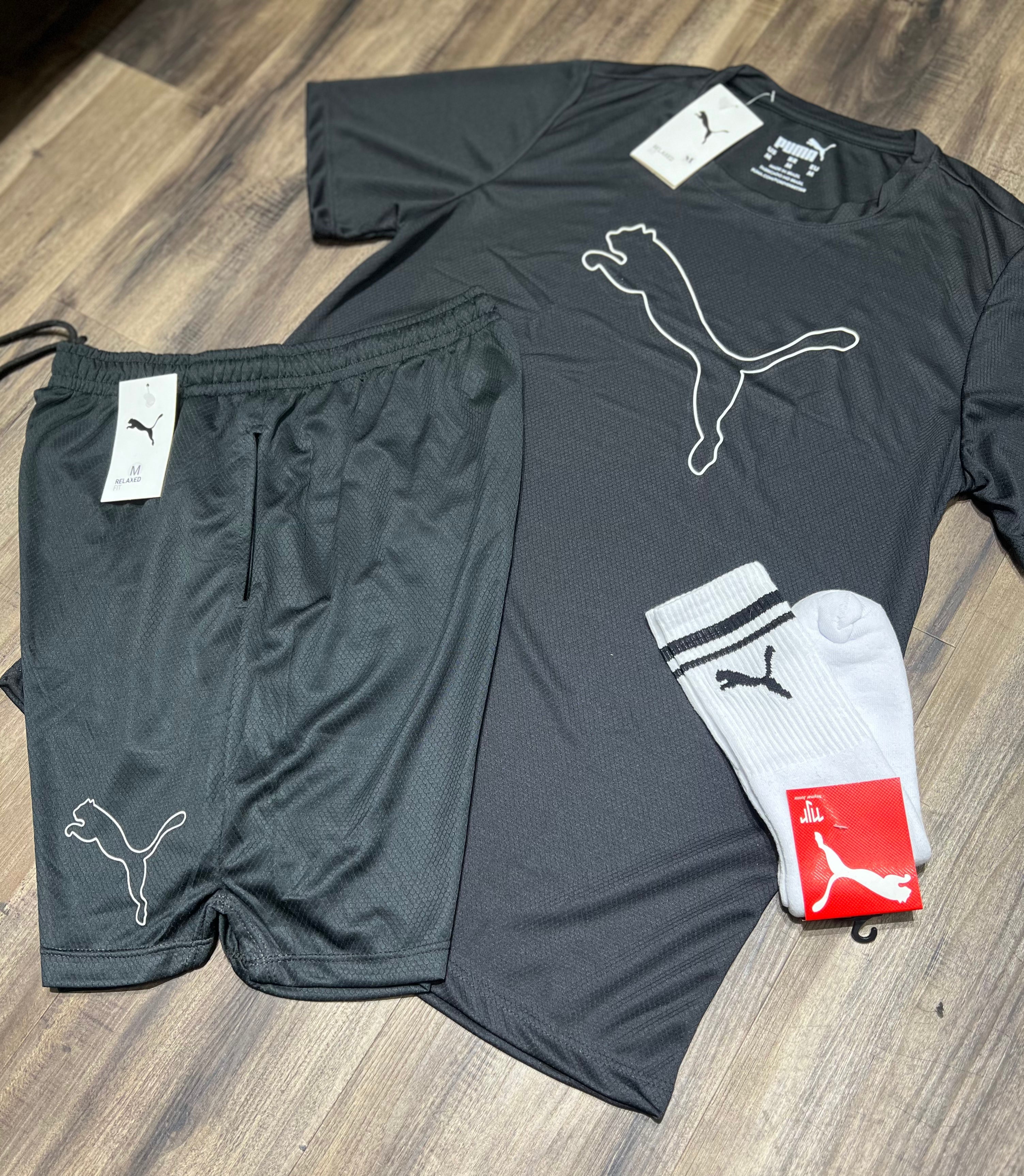 Kit Esportivo Masculino Puma – Camiseta, Shorts e Meia Performance Dry Fit